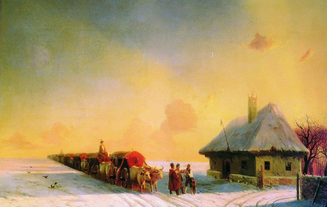 Image -- Ivan Aivazovsky: Chumaks in Ukraine (1880).