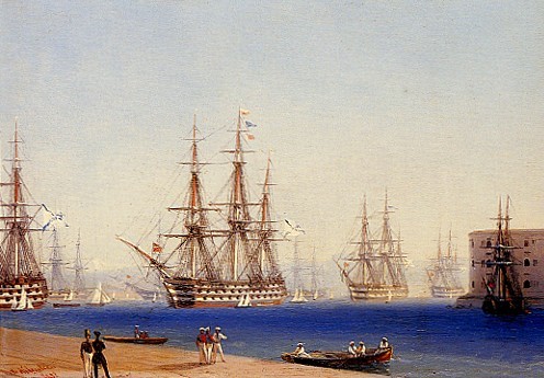 Image -- Ivan Aivazovsky: The Black Sea Fleet Entering the Harbour at Sevastopil (1852)