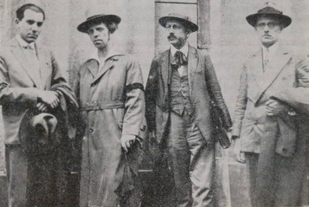Image -- Ukrainian composers Antin Rudnytsky, Vasyl Barvinsky, Stanyslav Liudkevych, and Pylyp Kozytsky.