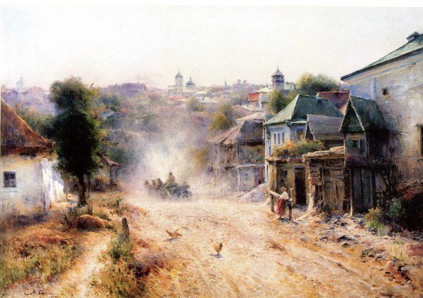 Image -- Mykhailo Berkos: A Street in Uman (1895).