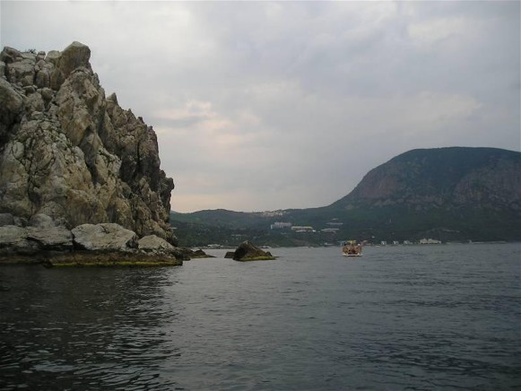 Image -- The Black Sea shore near Hurzuf with a view of Mount Aiu-Dag.