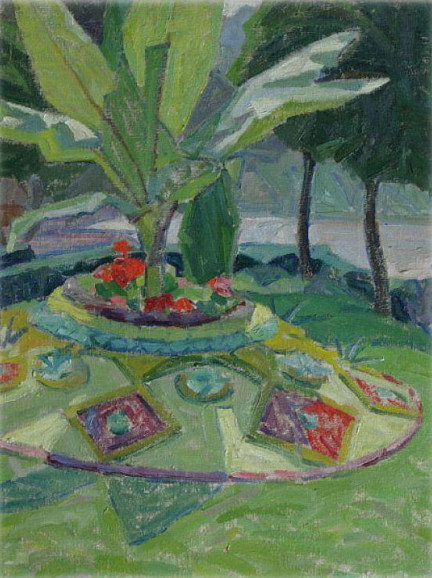 Image - Oleksander Bohomazov: Landscape with Palm Trees and Flower Bed (1900s)