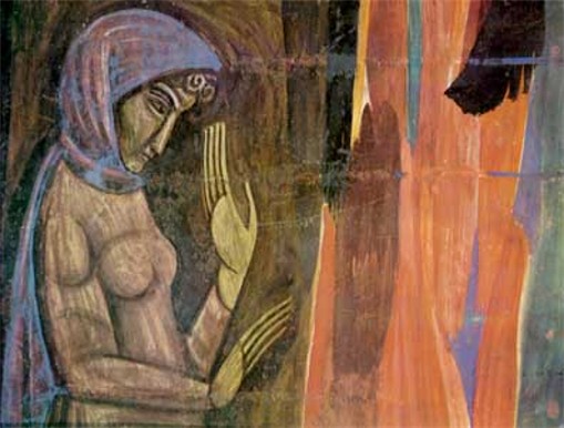 Image -- Mykhailo Boichuk's painting A Girl (1910s).