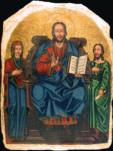 Image - Illia Brodlakovych (Vyshensky): The icon of Christ the Teacher with Mother of God and John the Baptist.