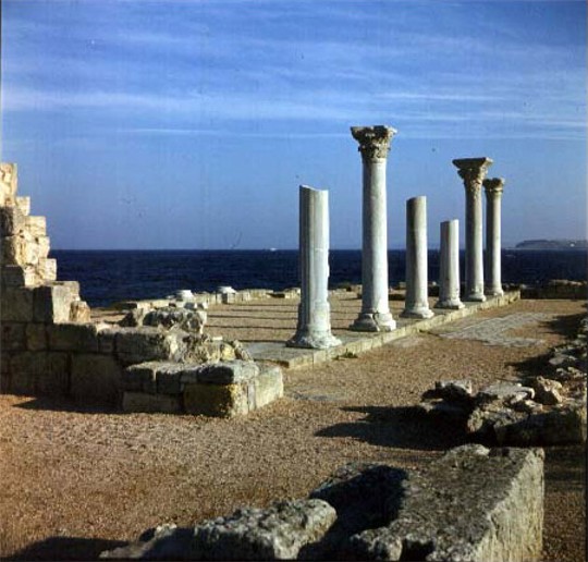 Image -- The ruins of the basilica in Chersonese Taurica near Sevastopol in the Crimea.