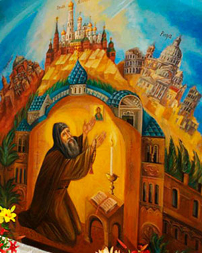 Image - A modern icon of Filofei, a hegumen of the Eleazar Monastery.