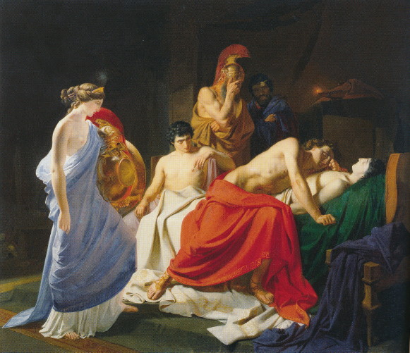 Image -- Mykola Ge: Achilles Mourns over Patroclus (1855).