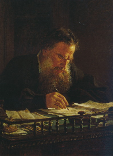 Image -- Mykola Ge: Portrait of Leo Tolstoy (1884).