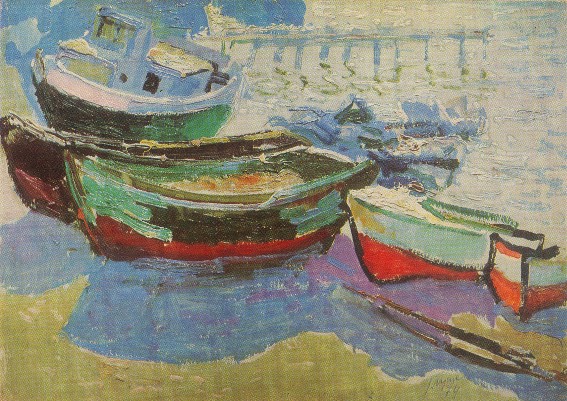 Image -- Mykola Hlushchenko: Boats (1974).