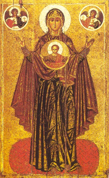 Image -- Icon: Mother of God the Great Panagia (12th-century, Kyiv) attributed to Master Olimpii.