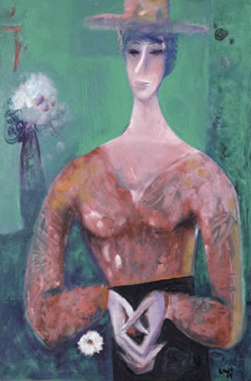 Image -- Mykhailo Kmit: A Girl with a Flower (1965).