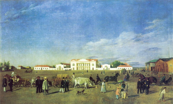 Image -- Yevhraf Krendovsky: Poltava. Main Square (1850).