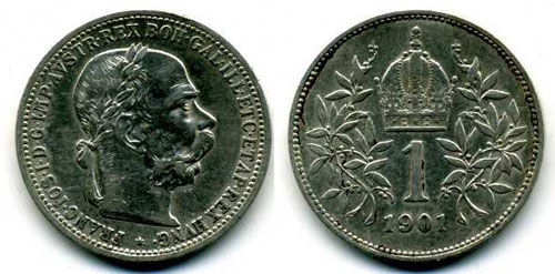 Image -- Austro-Hungarian one krone (1892-1900).
