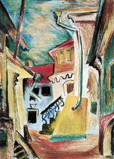 Image -- Volodymyr Lasovsky: Small Town (1930).