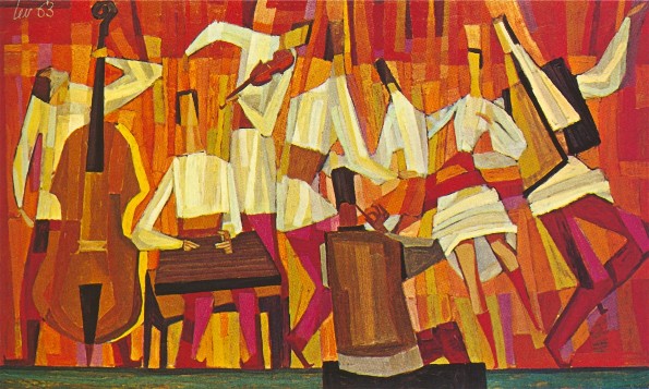 Image - Myron Levytsky:  Hutsul Musicians (1963).