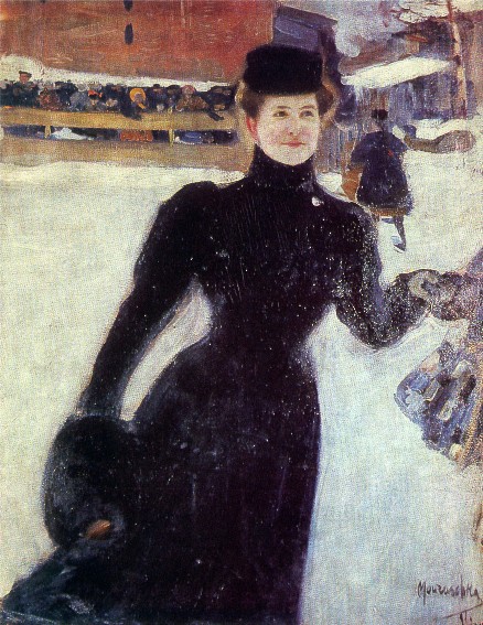 Image -- Oleksander Murashko: At a Skating Rink (1905).