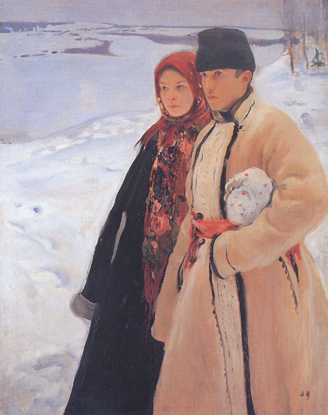 Image -- Oleksander Murashko: Winter (1905).