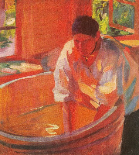 Image -- Oleksander Murashko: Washerwoman (1914).