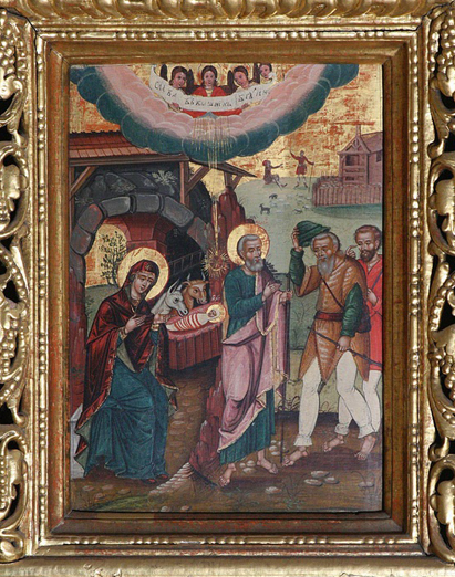 Image -- Nativity icon (Lviv school, 17th century).