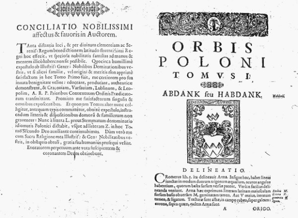 Image -- Szymon Okolski: a page from  Orbis Poloni (1642).