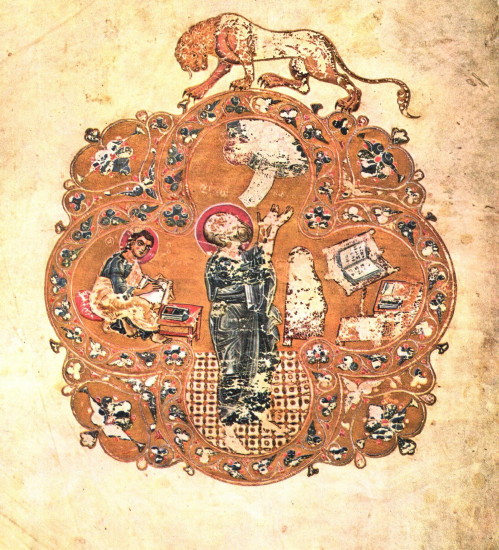Image - Ostromir Gospel (1056-57): An illumination of Saint John the Evangelist.