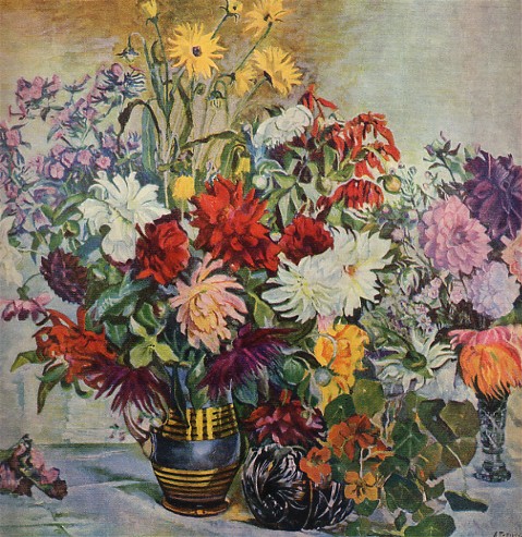 Image -- Anatol Petrytsky: Flowers (1957).