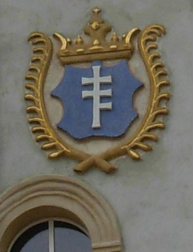 Image -- The Potocki coat of arms on the wall of Lezajsk monastery.