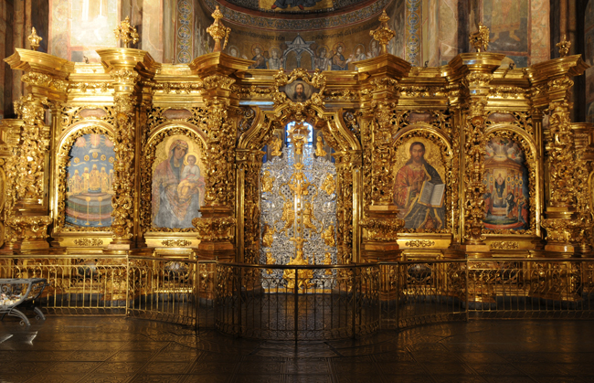 Image -- The iconostasis in Saint Sophia Cathedral in Kyiv.