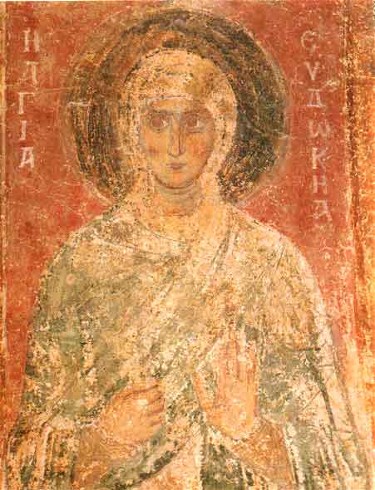 Image - Saint Sophia Cathedral frescos: Saint Eudochia.
