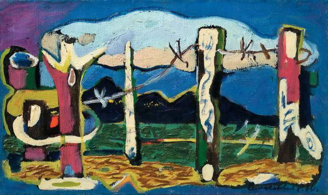 Image -- Roman Selsky: Poles and a Cloud (1970).