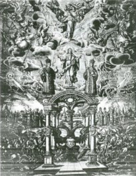 Image -- Ivan Shchyrsky: Ttitle page from Lazar Baranovych Grace and Truth (1683).