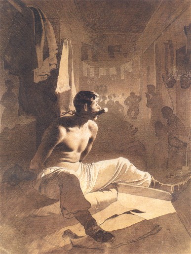 Image - Taras Shevchenko's drawing In the stocks (1856-57).