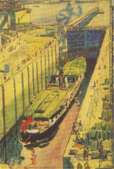 Image - Oleksii Shovkunenko: Steamship Passing Through a Lock (1933).