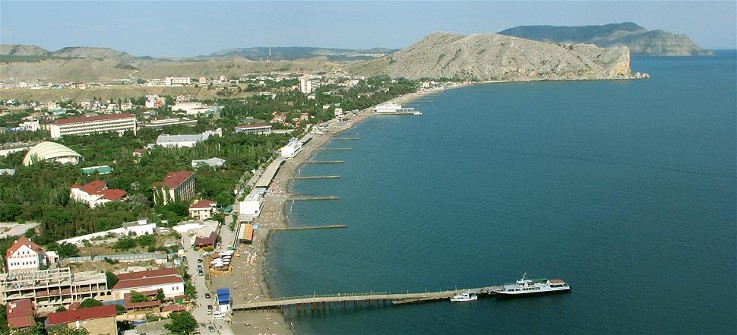 Image - Aerial view of the Black Sea shore in Sudak in the Crimea.