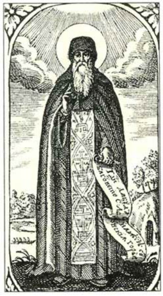Image -- Leontii Tarasevych: Saint Anthony of the Caves (Patericon, 1702).