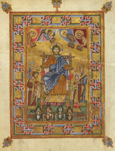 Image -- The 11th-century illumination in the Trier Psalter depicting the coronation of Prince Yaropolk Iziaslavych and his wife.