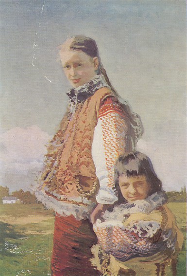 Image -- Ivan Trush: Hutsul Woman with Child (1912).