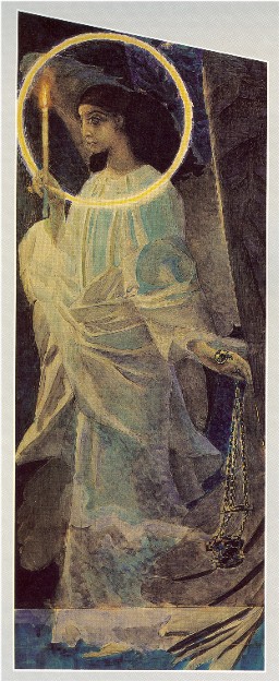 Image -- Mikhail Vrubel: Sketch for a fresco Angel with a Censer and a Candle (1887) for Saint Volodymyrs Cathedral in Kyiv.