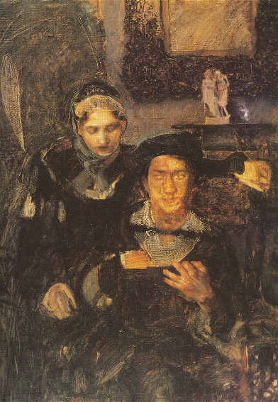 Image -- Mikhail Vrubel: Hamlet and Ophelia (1884) (unfinished).