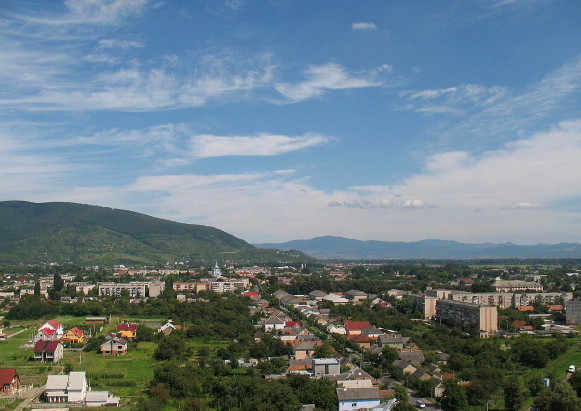 Image -- A panorama of Vynohradiv, Transcarpathia oblast.