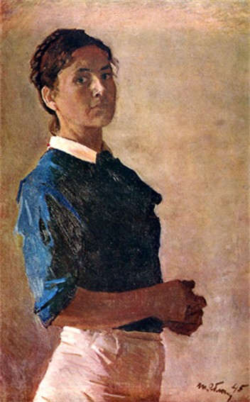 Image -- Tetiana Yablonska: Self-portrait (1945).
