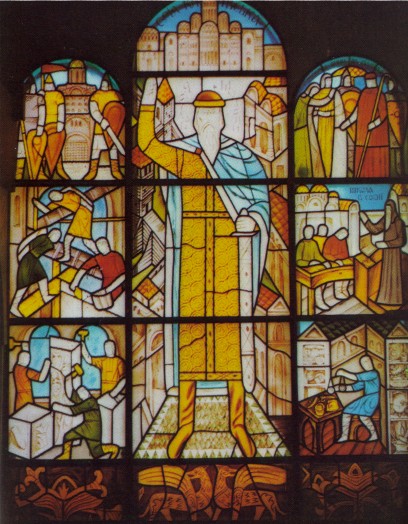 Image - A stainglass depicting Grand Prince Yaroslav the Wise in the Historical Museum of Ukraine (Kyiv). 