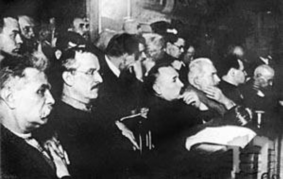 Image - The accused at the trial of the ficticious Union for the Liberation of Ukraine (1930).