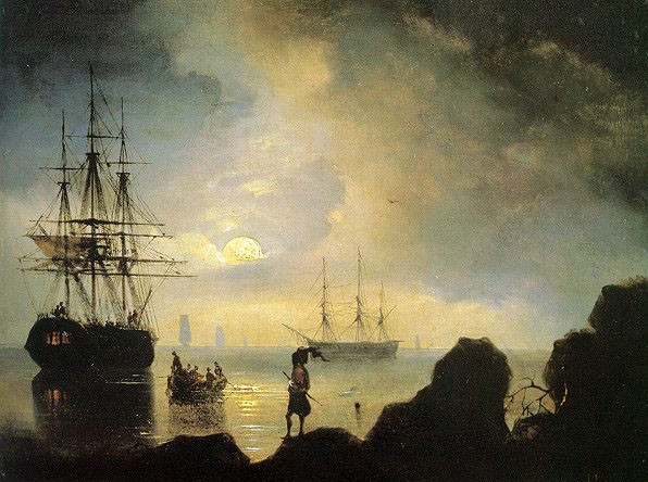 Image - Ivan Aivazovsky: Moonlight on the Crimean Coast (1836). 