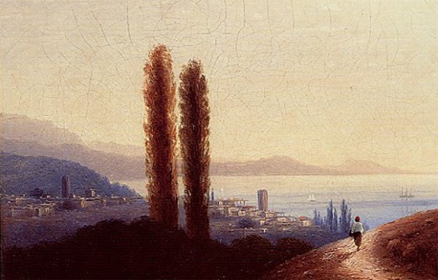 Image -- Ivan Aivazovsky: View of the Crimea (1882).