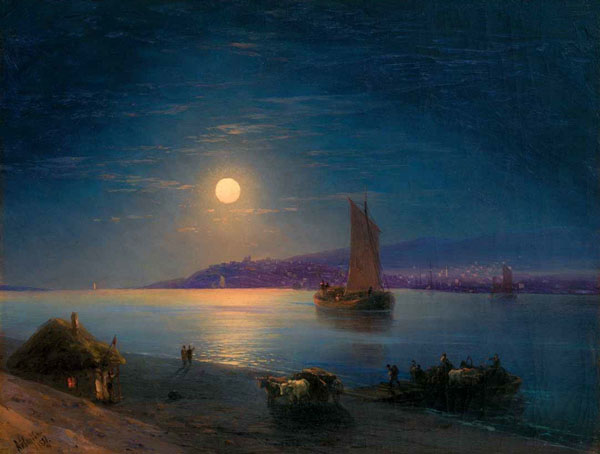 Image -- Ivan Aivazovsky: Moonlight on the Dnieper River.