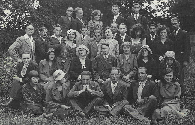 Image -- Bohdan Ihor Antonych (far left) among Lviv students.