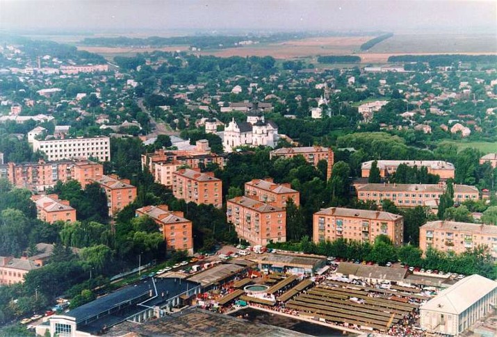 Image -- View of Berdychiv's market square and city centre.