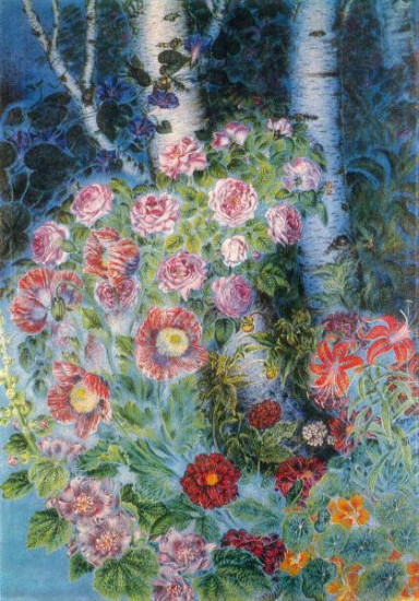 Image - Kateryna Bilokur: Flowers and Birches (1934).