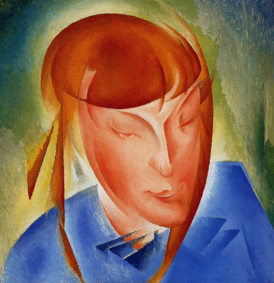 Image -- Oleksander Bohomazov: Portrait of the Artists Daughter (1928).